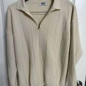 Cream Half-Zip Polo Sweater - Men